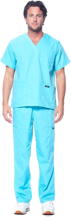 Dagacci Medical Uniform Men's V-Neck Cargo Scrubs