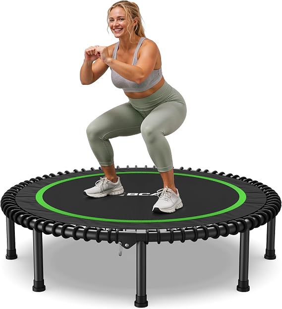 BCAN BT2 Mini Rebounder Trampoline for Adults|Bungee|No Handle|FED Fitness | 40/48" Foldable Fitness Rebounder for Indoor Workouts|450 lb|32 Quiet Low-impact Bungee Cords