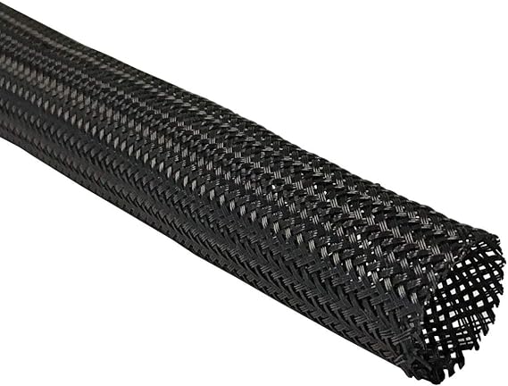 Techflex 1 Inch Flexo Clean Cut Braided Cable Sleeve - Black - 10 Feet