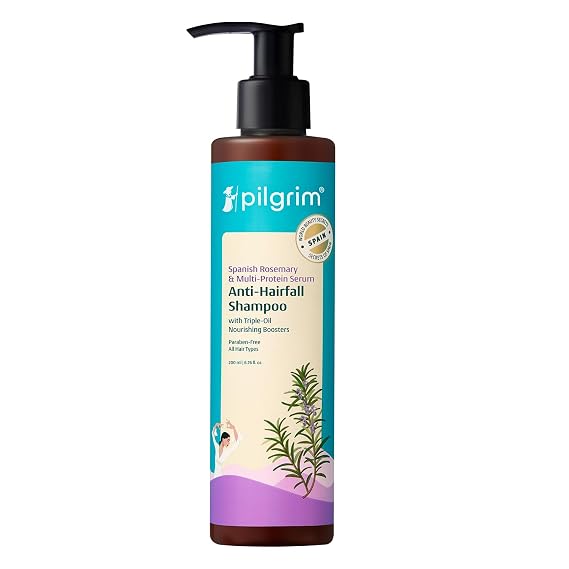 Pilgrim Rosemary & Biotin Anti Hairfall Shampoo for Reducing Hair Loss & Breakage | Upto 95% stronger hairs | For all hair types | For Men & Women | 200ml, 6.76 fl. oz.