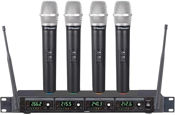 GTDaudio 4 Handheld Wireless Microphone Cordless mics System