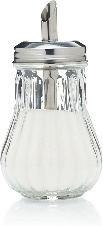KitchenCraft Cafe Sugar Dispenser, Retro Style, Glass, 7 x 7 x 13.5cm
