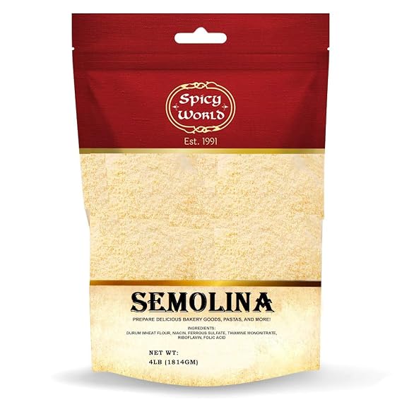 Semolina Flour 8 LB - Premium USA Grown Semolina Flour for Pizza, Pasta Flour, Bread - Fine Ground, Bulk Yellow Flour For Pizza Peel, Nigerian Recipes