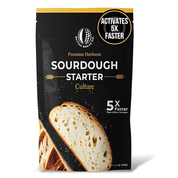 Better Bread Premium Heirloom Sourdough Starter Culture So Blessed Heirloom Style Freeze Dried Starter Culture for Baking Sourdough Bread | Perfect for Pancakes, Biscuits, Pretzels, More | Non-GMO Prebiotic Artisan Bread | Made with Organic Ingredients | Ready 5 Times Faster