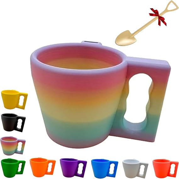 Ice Cream Pint Holder, Pint Ice Cream Holder with Handle, Reusable 3D Printed Reusable Ice Cream Pints Cozy with Spoon Slot for Yogurt Frozen Desserts Popsicle Sleeve Unique Gift (Rainbow)