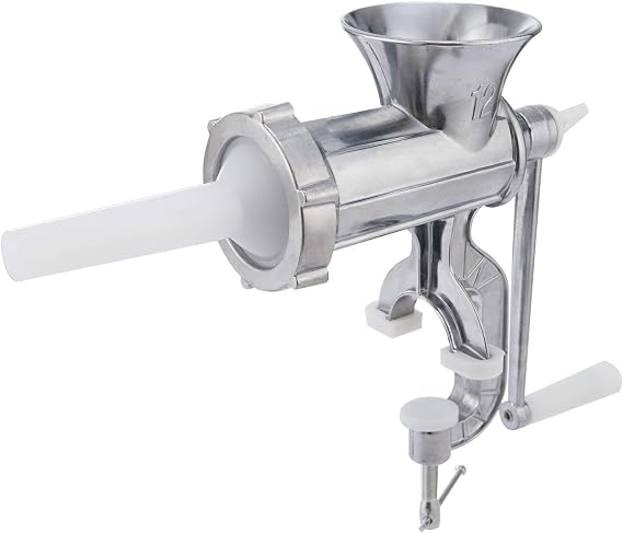 Metal Homemade Sausage Maker- Vertical Meat Grinder Sausage Stuffer Kit With Filling Nozzles in 4 Sizes Grilling Party Molds Commercial & Home Kitchen Machine for BBQ Making Salami Cevapcici Hot Dogs