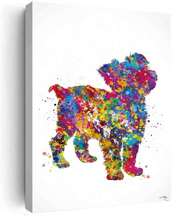 DAVUD Art Canvas Wall Art,Yorkshire Terrier Watercolor Print Yorkie Art Print Terrier Art Gift Pet Dog Lover Gift Puppy Dog Poster Dog Art Housewarming Gift- 16in x20 in-Ready to hang