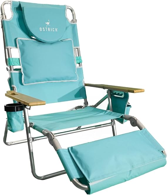 Ostrich the Deluxe 3N1 Reclining Lounger, Relaxing Beach Chair, Aqua