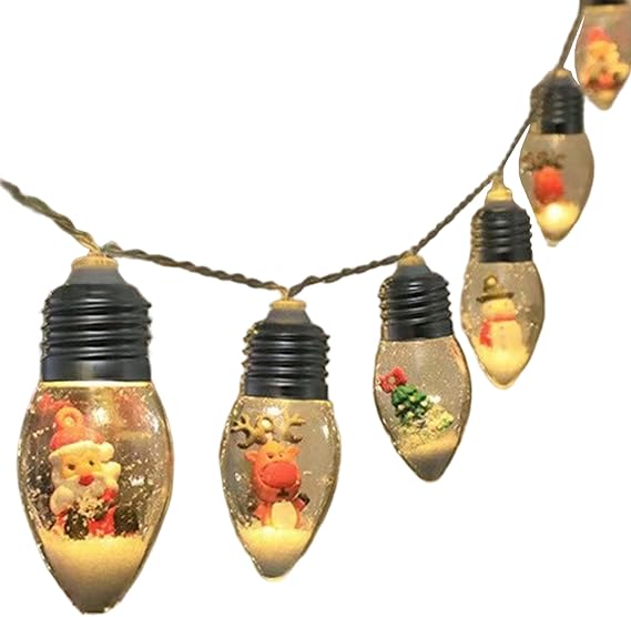 Christmas Bubble Lights, 10FT 20 LED String Lights, Battery Operated Retro Doll Bulbs for Indoor Outdoor Holiday Tree Decor, Waterproof