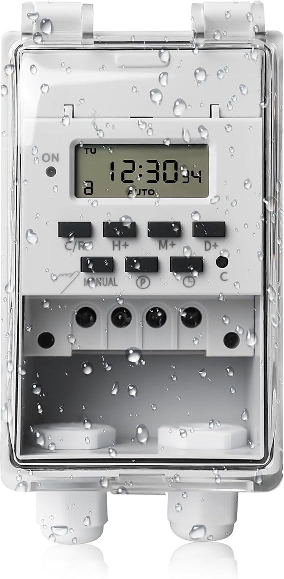 220V 10A Programmable Time Relay Switch Digital LCD Timer with Waterproof Transparent Cover Digital Timer Smart Timer Wall Mounted Timer