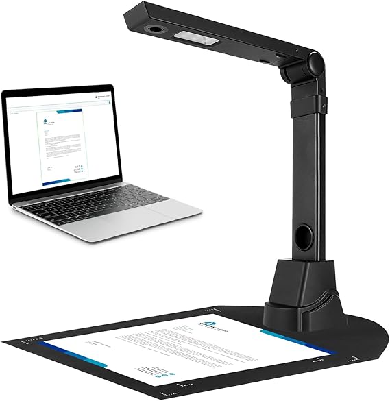 Portable Book Scanner, A3 Document Scanner, USB Document Camera with Multilingual OCR Detection, Auto-Flatten & Deskew, for Windows
