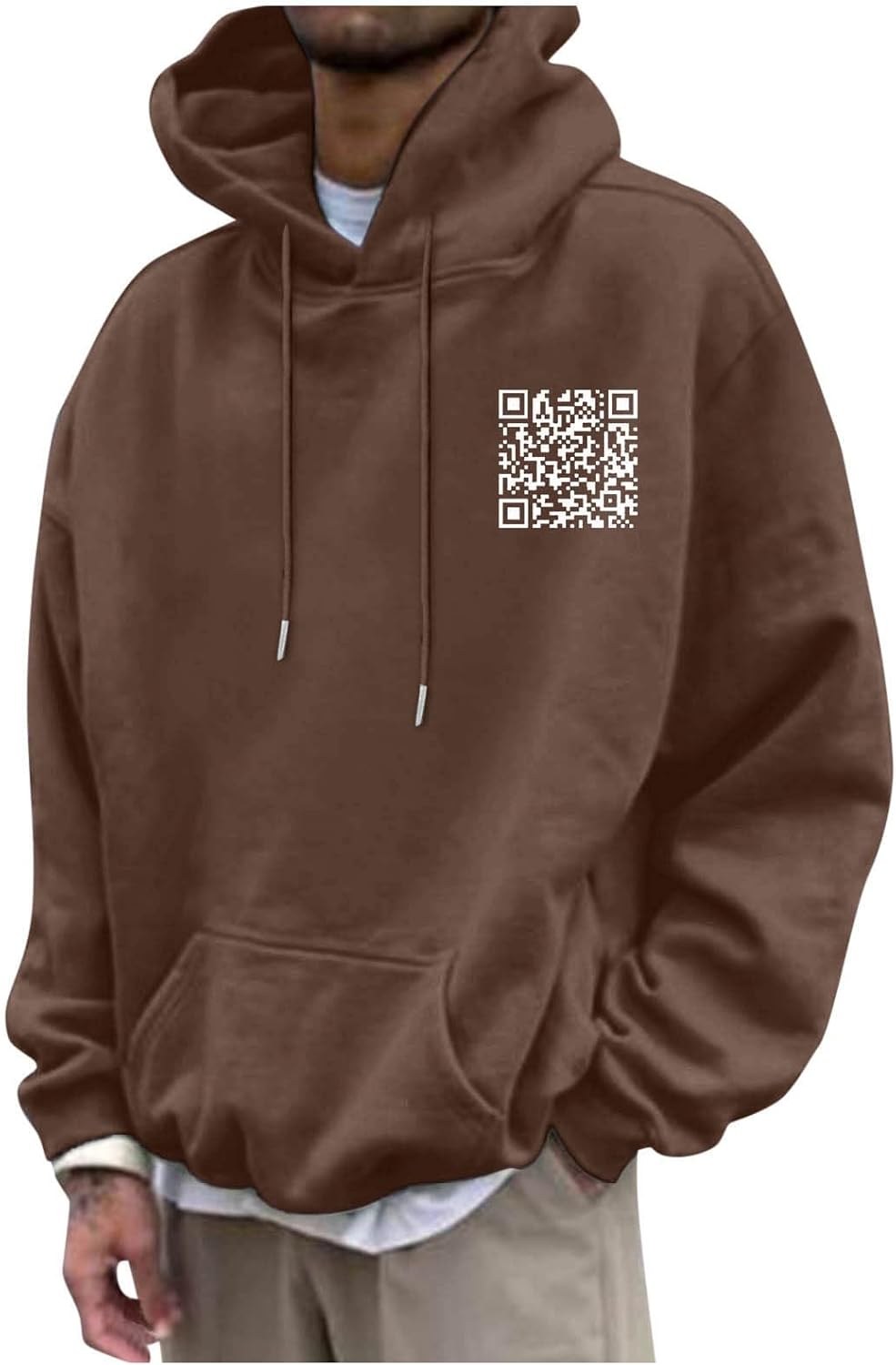 Funny Fu QR Code Hoodie - Unisex Adults Sweatshirt - Rick Roll Scan Code Joke Winter Hoodie