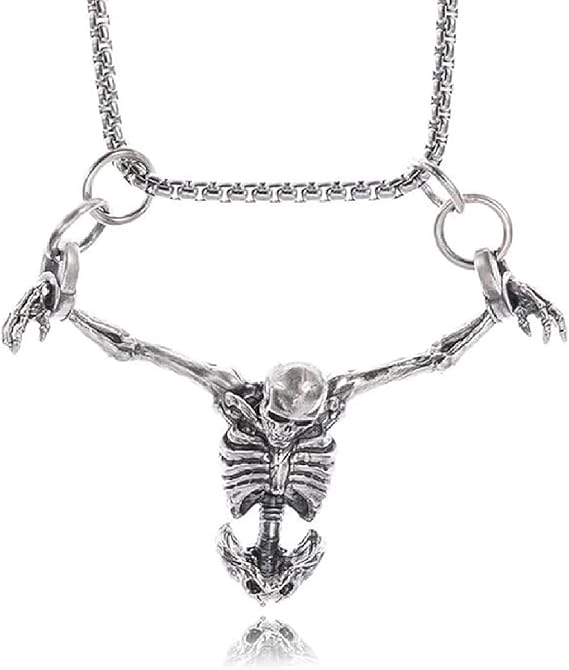 Men's Gothic Skull Necklace - Skull Necklace For Men Silver Stainless Steel Pendant Jewelry Perfect for Halloween, Pirate Style, and Gifts