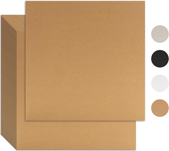 25 Pcs Book Board, Binder Board, Cover Board, Heavy Duty Chipboard for Book Binding, DIY Cardboard (Brown, 12 x 12 Inch 80PT)