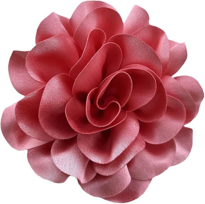 Elegant Dainty Satin Fabric Rose Flower Extra Large Big Brooches Pins Silk Camellia Flower Oversized Brooch Pin Wedding Party Dance Banquet Dress Accessories Jewelry Gifts for Women