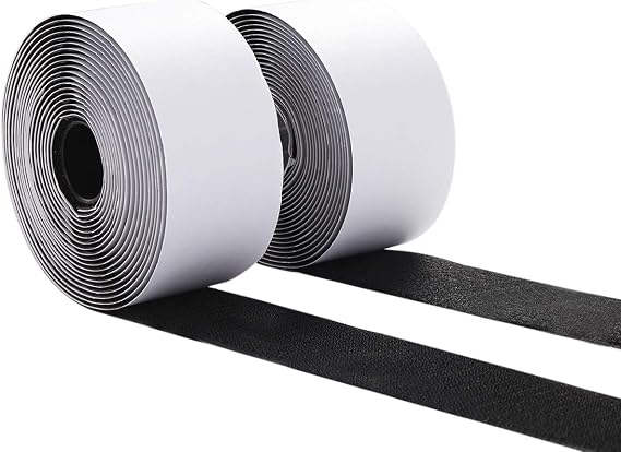 MYUREN 2 Inch Wide Hook and Loop Tape with Adhesive, Black, 15 Feet
