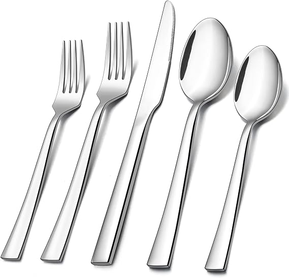 E-far 10-Piece Silverware Set, Stainless Steel Flatware Set for 2