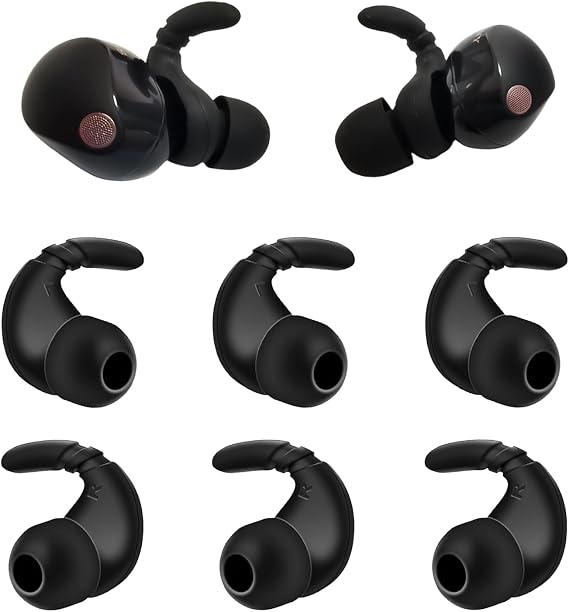 Silicone Ear Hooks for Sony WF-1000XM5 Replacement Earbuds Tips WF-1000XM5 WF-1000XM4 WF-1000XM3, Black 3 Pairs