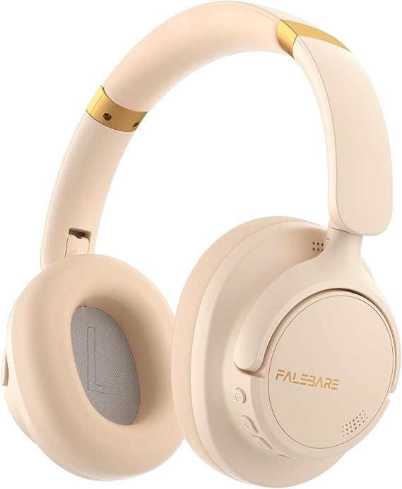 Headphones Wireless Bluetooth, Noise Cancelling Headphone, Over Ear Bluetooth Headsets with Mic, 80H Playtime, Deep Bass, Comfort Fit, Portable Lightweight Headset for Travel, Home