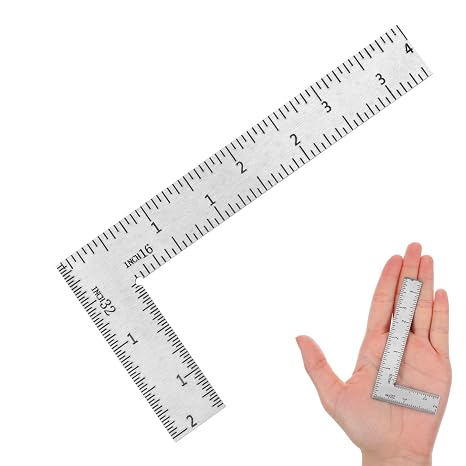 L Shaped Ruler 2 inch by 4 inch Small Stainless Steel Right Angle Ruler