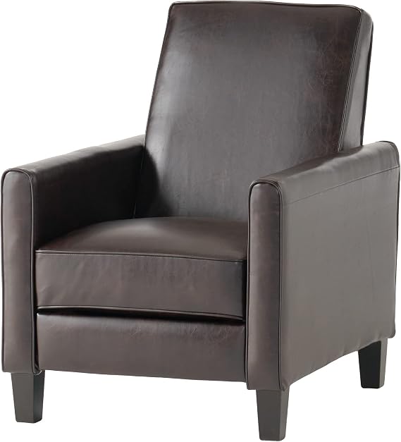 Lucas Leather Recliner Club Chair, Brown