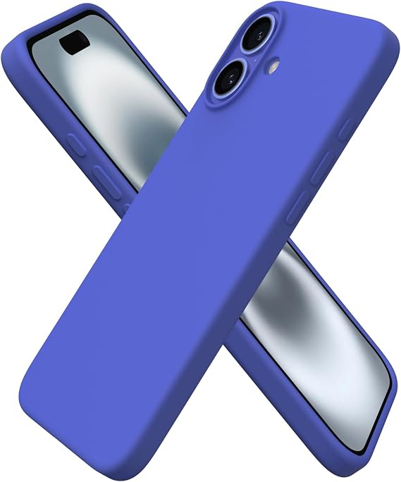 ORNARTO Compatible with iPhone 16 Plus Case 6.7, Slim Liquid Silicone 3 Layers Full Covered Soft Gel Rubber Phone Case Protective Cover 6.7 Inch, Ultramarine