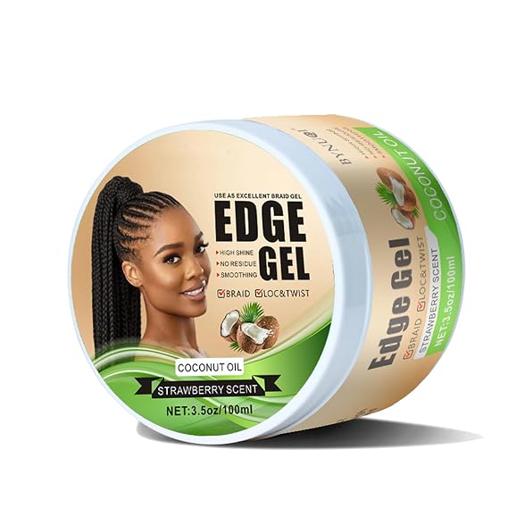 Edge Control Gel for Black Women with Coconut Oil,Extreme Hold Edge Control for Braids,Curls & Locs, Non Flaking Anti-Frizz Styling Gel with High Shine,Sleek Hair Wax for Natural Hair 3.5 Fl.Oz
