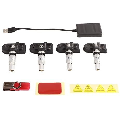 Estink Tire Pressure Monitor System Kit, Car USB Internal Sensors Auto Car Tire Pressure Monitor System Replacement Auto Safety Monitor for Android Car Navigation Display