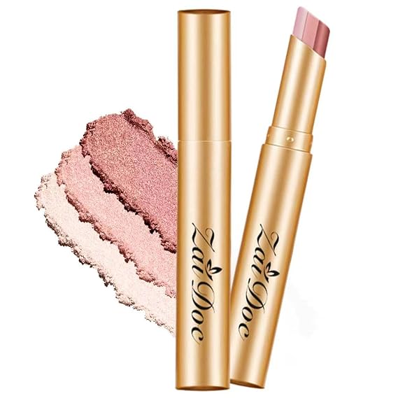 3 Colors Eyeshadow Stick, Buildable Natural Rose Gold Pink Eye Shadow Pen, Waterproof Long Lasting Smooth Creamy Blendable Eye Makeup for Beginners, 3.5g (Fine Glitter Rose)