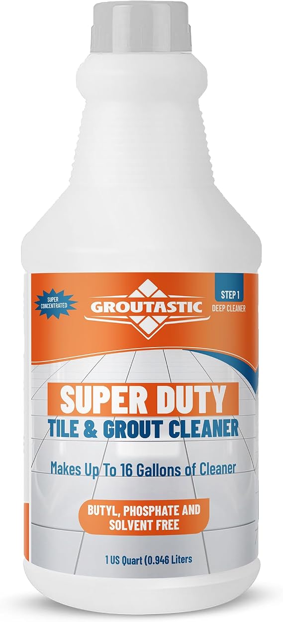Super Duty Cleaner & Degreaser Professional Tile & Grout Cleaner Concentrate No Bleach, No Harsh Fumes, Non-Corrosive, Safe for Floors, Kitchen & Bathroom (32 oz)