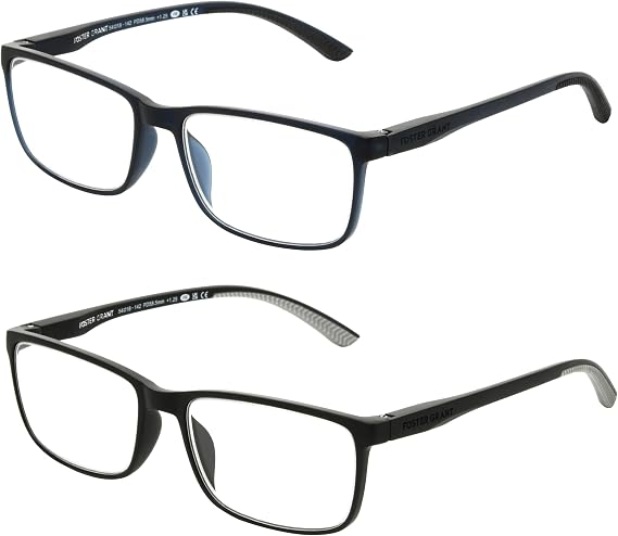Foster Grant Men's Tatum 2-Pack Rectangle Reading Glasses