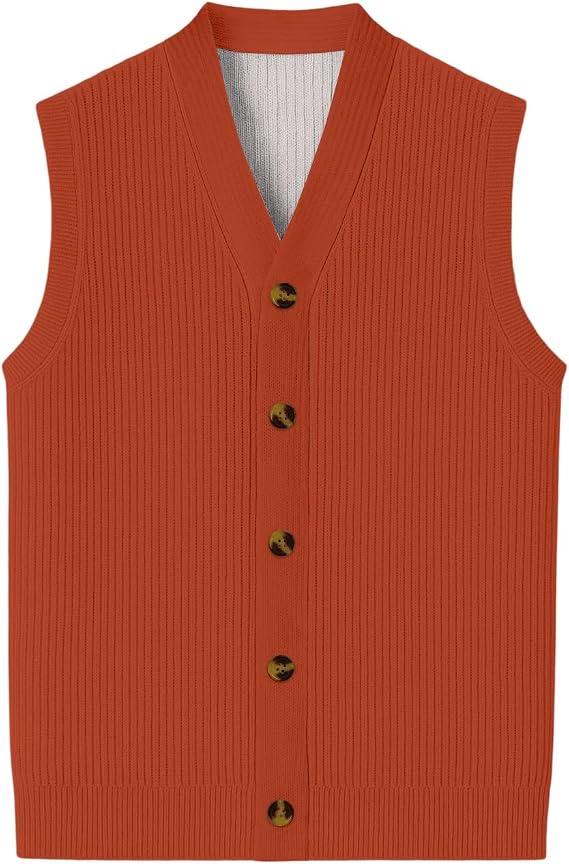 Men's Sweater Vest V-Neck Sleeveless Cable Knitted Cardigan Vest Slim Fit Men's Casual Business Vests Outdoor Tops