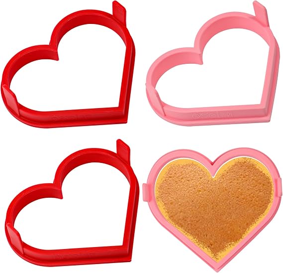 Heart Shape Pancake Mold, 4 Inch Silicone Pancake Molds, 4 Pack Nonstick Heart Pancake Shaper for Valentine's Day, Fun Cake Ring Mold Large Egg Rings for Griddle Cooking