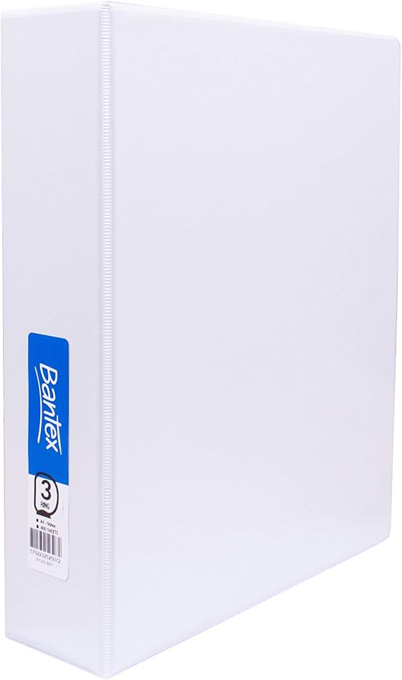 Bantex, Standard Insert Ring Binder A4, 3D Ring, 50mm, Cover and Spine Customiseable, Durable PP Cover, White