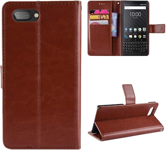 Case for BlackBerry KEY2 Case Cover,Flip Leather Wallet Cover Case for BlackBerry KEY2 BBF100-1 BBF100-2 BBF100-4 BBF100-6 BBF100-8 BBF100-9 Case Brown