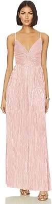 VECVOC Womens Elegant Maxi Formal Dresses Adjustable Straps Pleated A-Line Long Evening Party Gowns