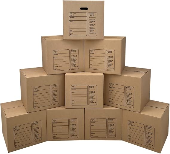 Premium Medium Moving Boxes, 18x18x16",Cardboard Box, (Pack of 10), For Packing, Moving & Storage, Brown Corrugated Boxes, Kitchen Boxes, | Moving Boxes