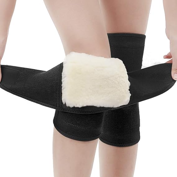 PURFUN Winter Thicken Cashmere Knee Braces Warmer Men Women Adjustable Warm Kneepads Leg Warmer Sleeves for Ski Cycling