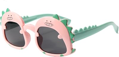 Dinosaur Cartoon Toddler Sunglasses for Kids Aged 2-6, UV400 Protection, Secure Fit for Outdoor Play