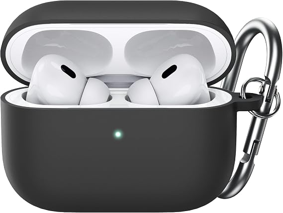JETech Silicone Case for AirPods Pro 2/1 with Keychain, Black
