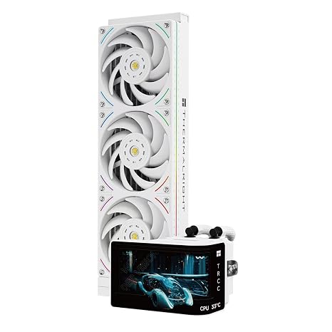 TR-Wonder Vision 360 UB ARGB White CPU Water Cooler,CPU Water Cooling System,6.67inch Curved Screen with 2400x1080 Resolution,for