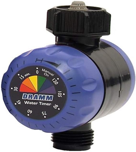 Dramm ColorStorm Premium Water Hose Timer, Mechanical, Turns Water Off Automatically, Up to 120 Minutes of Run Time, Compact for Lawn, Drip, Soaker Hose and Garden, Blue