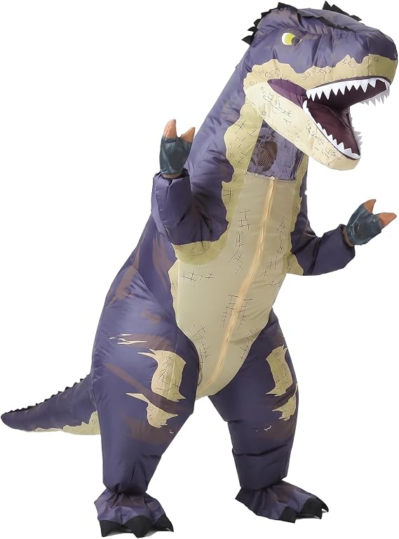 MXoSUM Funny Inflatable Dinosaur Costume for Adult Full Body T-Rex Blow Up Suit Halloween Party Air-Blown Dino Outfit