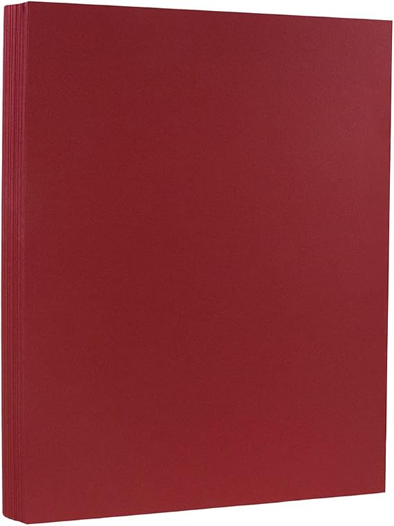 JAM PAPER Matte 80lb Cardstock - 8.5 x 11 Coverstock - 216 gsm - Dark Red - 50 Sheets/Pack