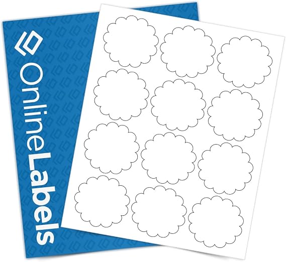 2.5 Inch Scalloped Round Labels - Pack of 1,200 Labels, 100 Sheets - Inkjet/Laser Printer - Online Labels