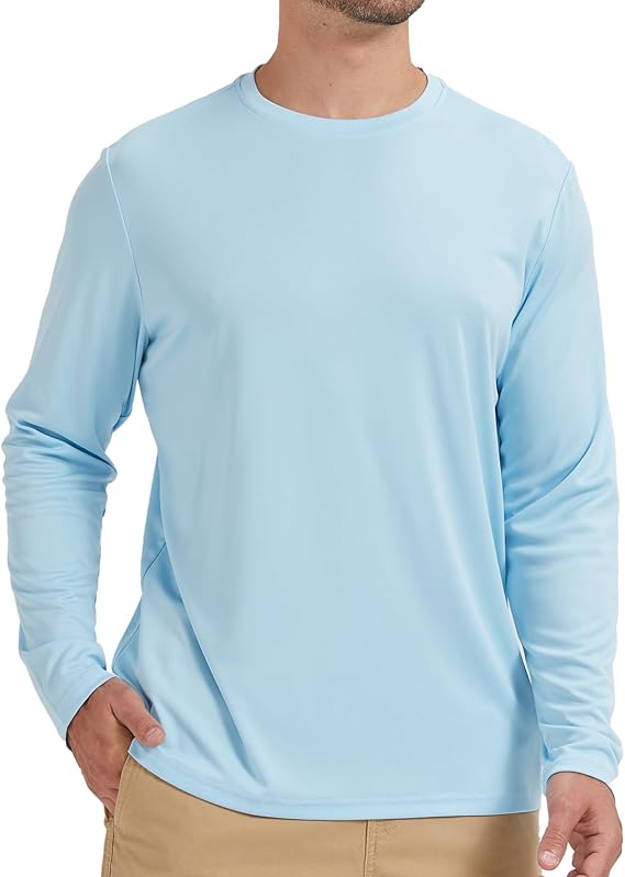 Men's UPF 50+ Sun Protection Long Sleeve Rash Guard Shirts UV SPF Fishing Running Quick Dry Lightweight