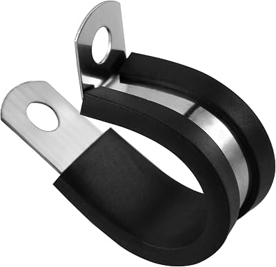 38 Inch R-Type Rubber Cushioned Insulated Clamp, 304 Stainless Steel Cable Clamp for Secure Pipe Fastening or Wire Cord Installation20 Pack