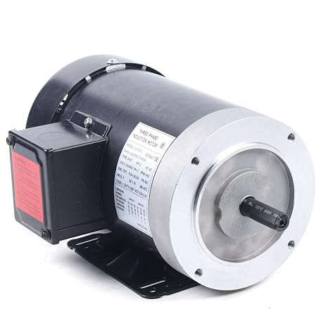 2 HP 3-Phase Electric Motor, 56C Frame 3450 RPM TEFC 208-230/460 Volt 5/8" Shaft for Oilfield Agriculture and Air Compressor, Black