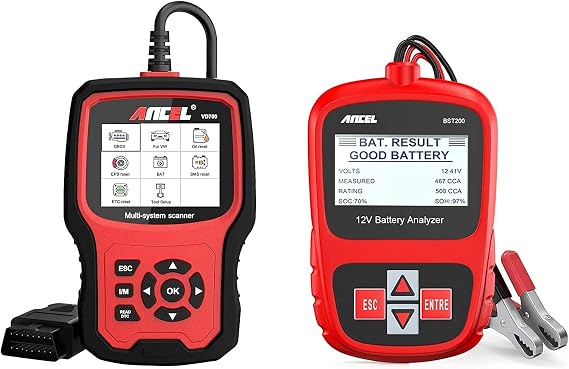 ANCEL VD700 OBD2 Scanner for VAG Vehicles Oil TPMS EPB TPS SAS Reset Injector Adaption DPF Scan Tool with ANCEL BST200 12V 100-1100 CCA Car Battery Load Tester
