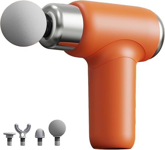Cordless Electric Back Massager, Long Handle, Big, Handheld Muscle Massager, Rechargeable with Multiple Speed Settings, Orange